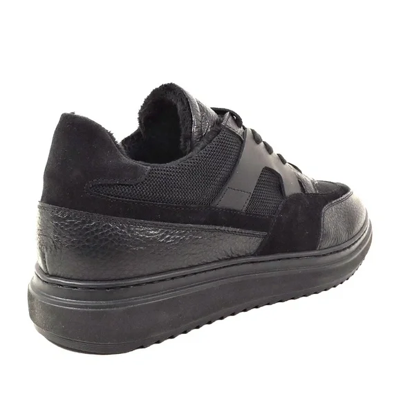 PRINCIPE DI BOLOGNA 🇮🇹 MEN'S BLACK LEATHER & SUEDE COMFORT WINTER SNEAKERS Sneakers